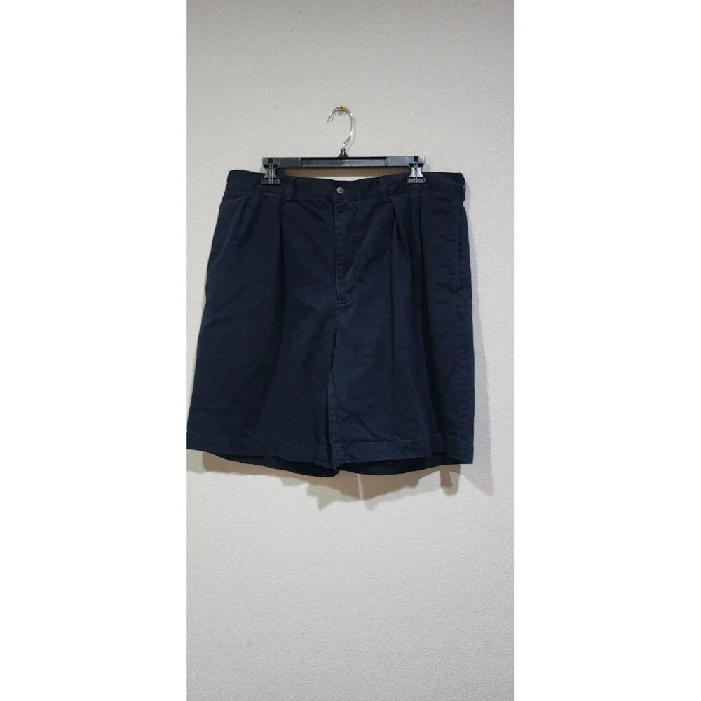 Vtg Polo Golf  Ralph Lauren Shorts Mens 38 Blue Linen Chino Pleated Preppy Solid